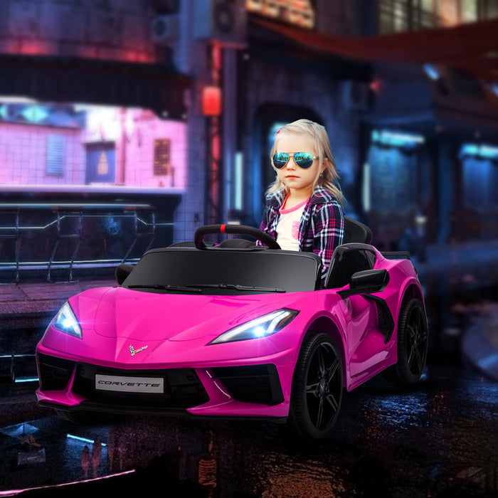Qaba Electric Car For Kids, 12v Battery Powered Ride-On Kids Car With Remote Control, Suspension System, Music, Horn, Headlight, Slow Start, Kids Ride On Car For 3-6 Years Old, Pink