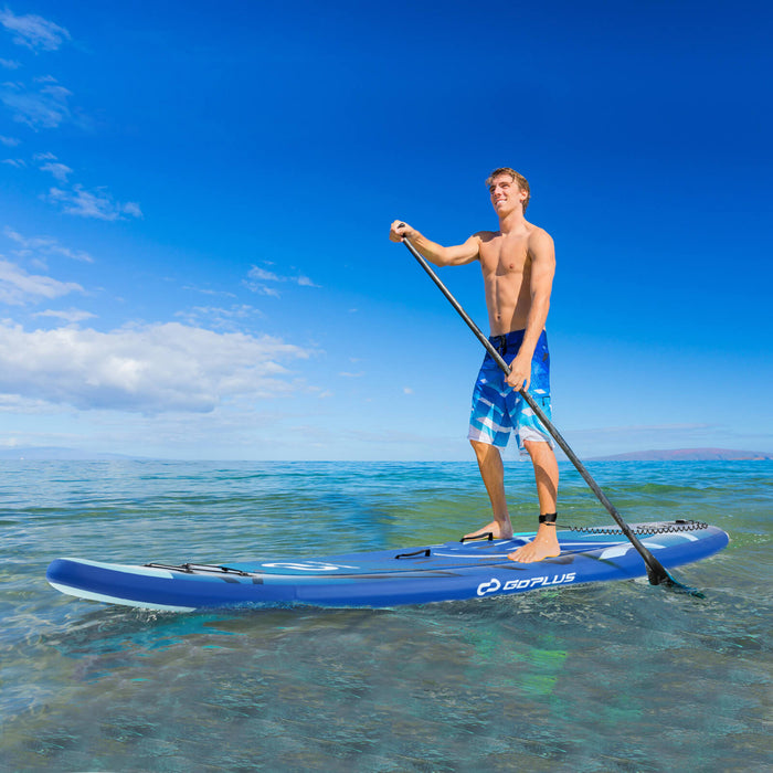 Goplus Large Inflatable Sup Board, Portable Paddle Board With 5d Rings Stand Up Paddle Board For Youth & Adult Navy