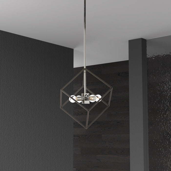 Dainolite Kappa 4 Light Pendant Polished Chrome/Matte Black Finish Lamp