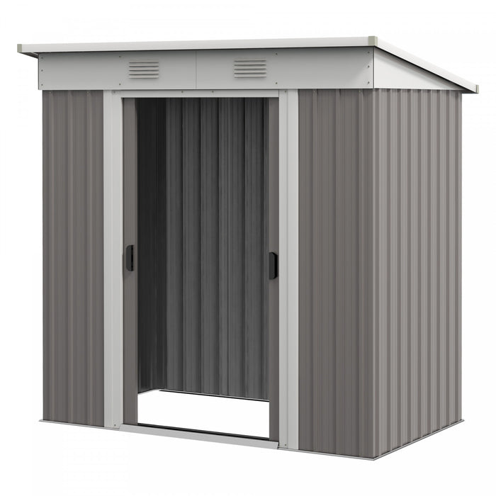 Outsunny 6' X 4' Metal Outdoor Storage Shed W/ Sliding Doors Light Grey