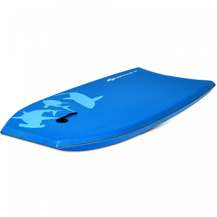 Goplus 37'' Lightweight Super Bodyboard Surfing W/leash Eps Core Boarding Blue Shark