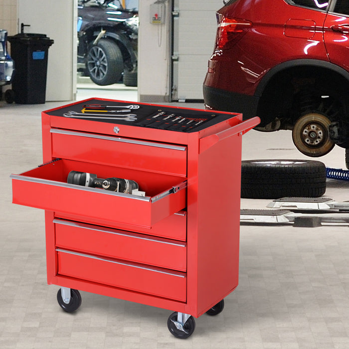 Homcom 5 Drawer Lockable Steel Tool Chest With Handle