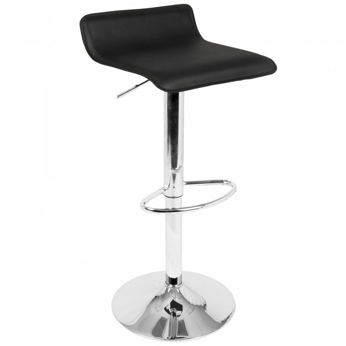 LumiSource Ale Black Fabric Contemporary Adjustable Height Barstool with Swivel - Set of 2