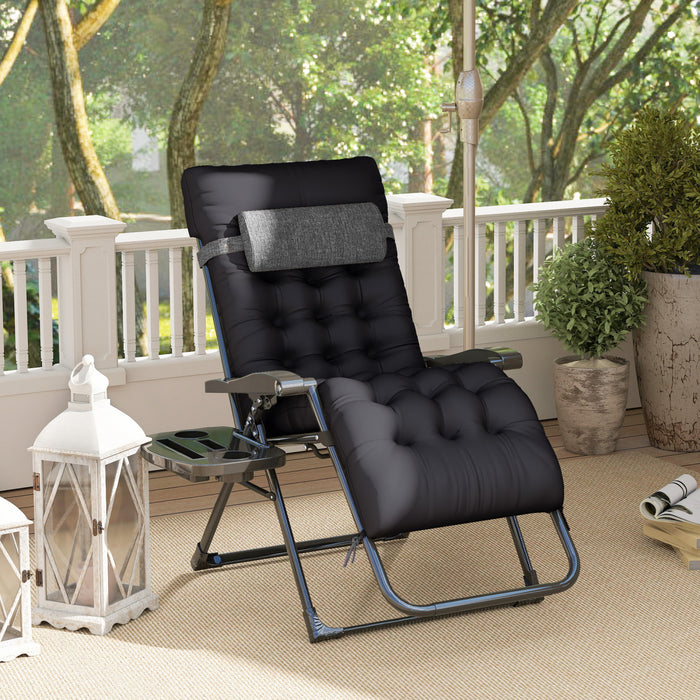 Outsunny Padded Zero Gravity Chair, Folding Recliner Chair, Black
