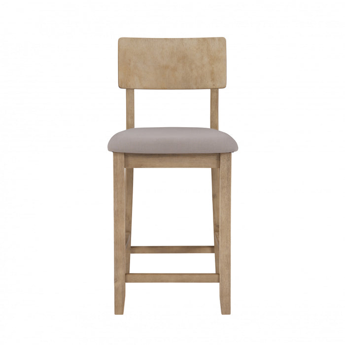 Jorissen Linen-Look Fabric Counter-Height Stool - Grey