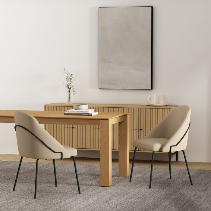 Gracie Modern Vegan Leather Metal Dining Chair in Tan and Black - Set of 2