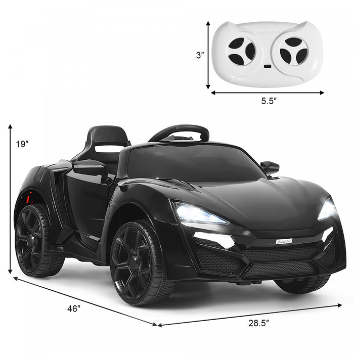 Costway 12v Kids Ride On Car 2.4g Rc Electric Vehicle W/ Lights Mp3 Openable Doors Black