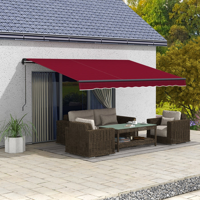 Outsunny 13' X 10' Patio Retractable Awning Sunshade Shelter, Wine Red