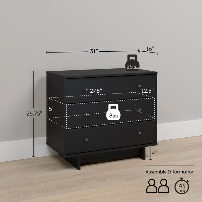 Finnley 3-drawer Nightstand - Black Oak