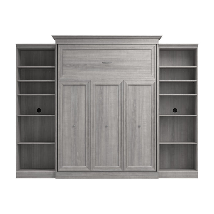 Bestar Versatile Queen Murphy Bed and Two Closet Organizers (115 W) - Platinum Grey