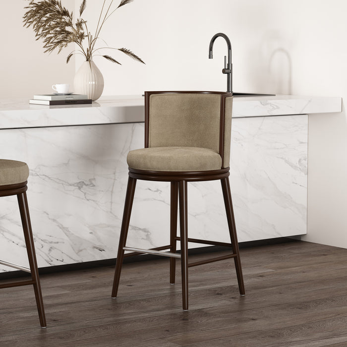 Evalyn Modern Wood Upholstered Barstool in Natural