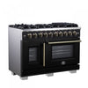 Forno Capriasca 48" Black Gas Range 6.58 cu.ft -FFSGS6460-48BLK | Cuisiniere a gaz noire Capriasca 48 pouces, 6,58 pi³ – FFSGS6460-48BLK