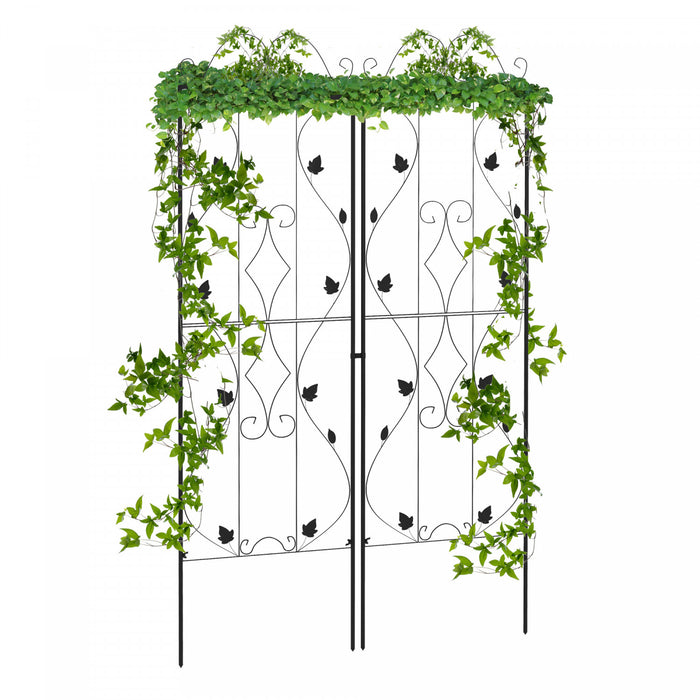 Outsunny Set Of 2 Garden Trellis, Metal Plant Trellis For Climbing
