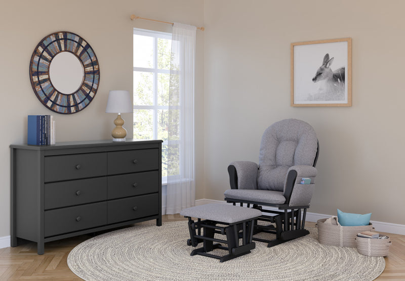 Storkcraft Hoop Glider and Ottoman - Gray/Gray Swirl