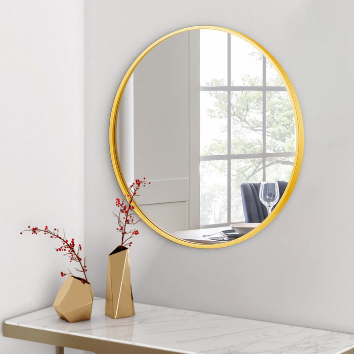Arcus 24\" X 24\" Hand Crafted Round Mirror - Gold