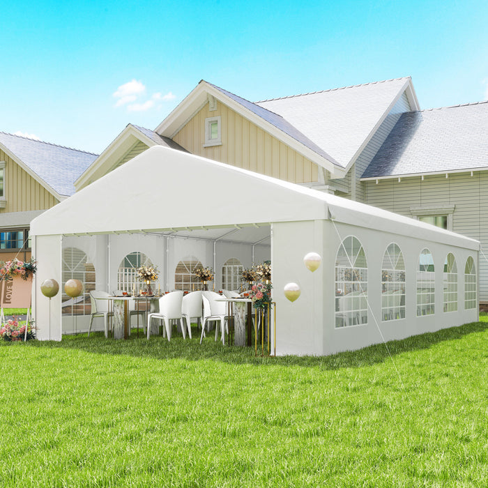 Outsunny 20'x33' Large Party Tent & Carport for Outdoor Events, White