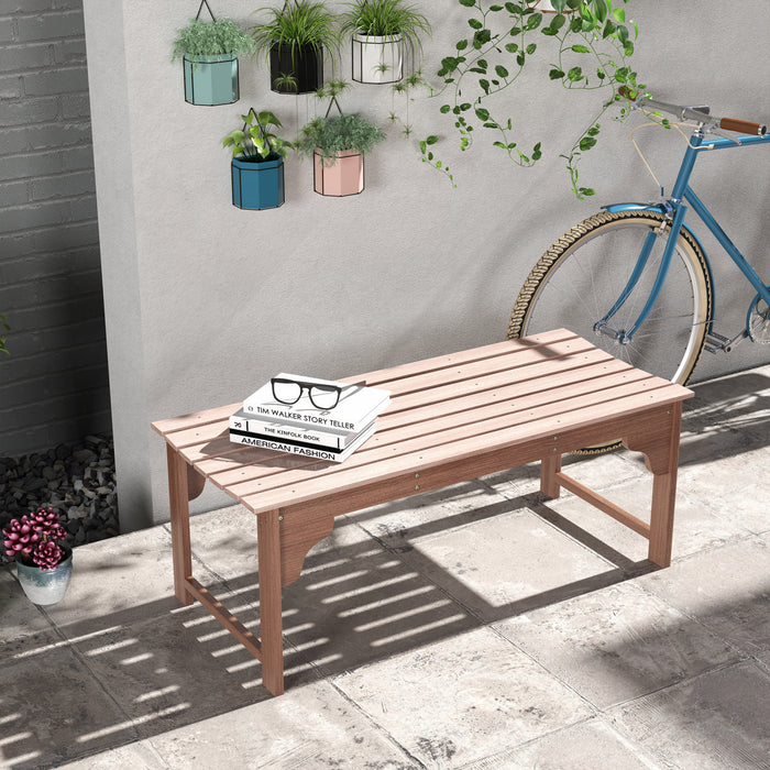 Outsunny Wooden Garden Stool With Slatted Seat Front Porch Bench, Natural