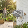 Outsunny Portable Garden Hose Reel, 1/2" x 66ft Wall Mounted Hose Reel with 2 Patterns Spray Nozzle, Compact with Crank Handle for Yard Lawn Garage Car Cleaning Watering, Grey