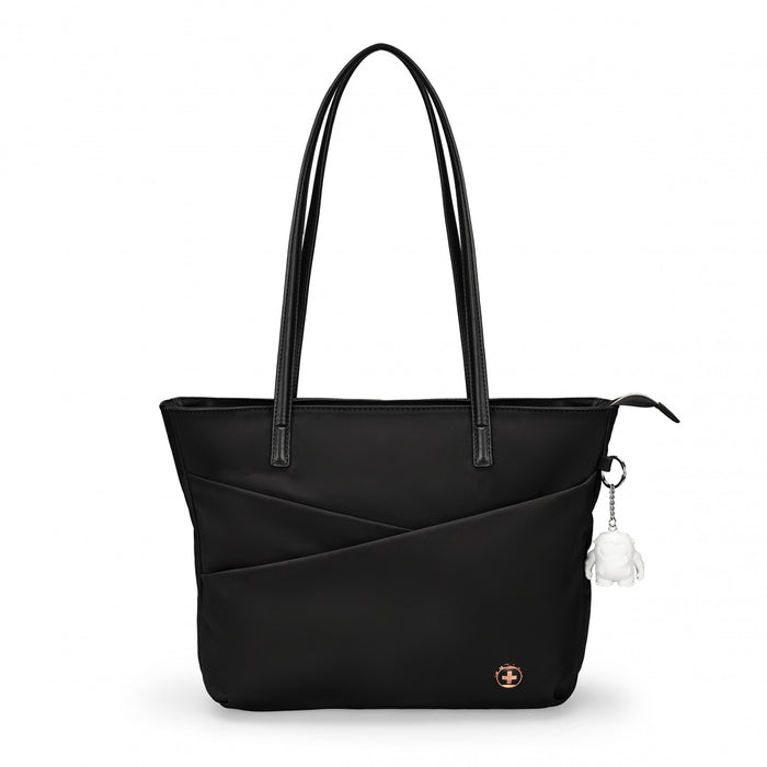 Swissdigital KATY Rose Tote Bag – 16\" Laptop, USB Charging, LED Light, RFID Protection, Water-Repellent, Multi-Pockets