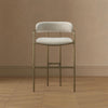 Serene Mid-Century Modern Metal Upholstered Counter Stool in Alabaster | Tabouret de comptoir moderne du milieu du siecle en metal et tissu, coloris albatre