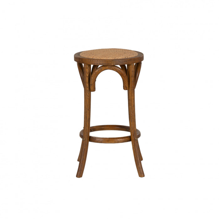 Rae Backless Rattan Counter-Height Stool - Walnut
