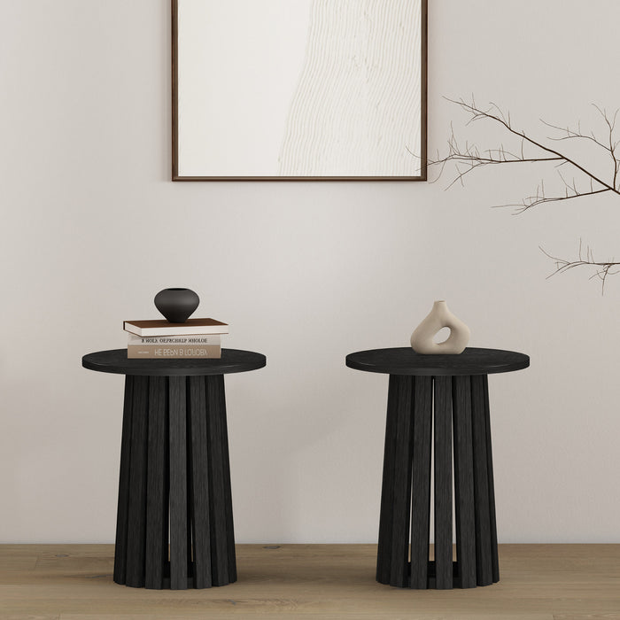 Layla Scandinavian Modern End Table in Black - Set of 2