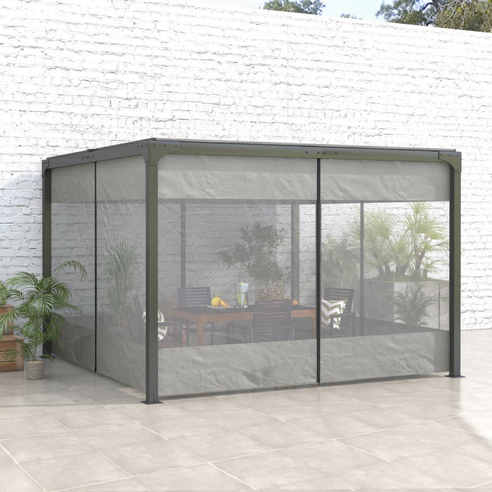 Outsunny Pergola Curtains With Large Windows For 10' X 10' Pergola, 4 Pack