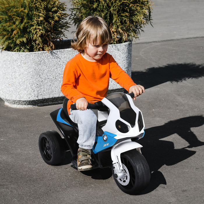 Aosom Kids Motorcycle, 6v Battery Powered Toddler Motorcycle With Headlight, Music, 3 Wheels Electric Motorcycle For Kids, Licensed Bmw, Gift For Boys & Girls -blue