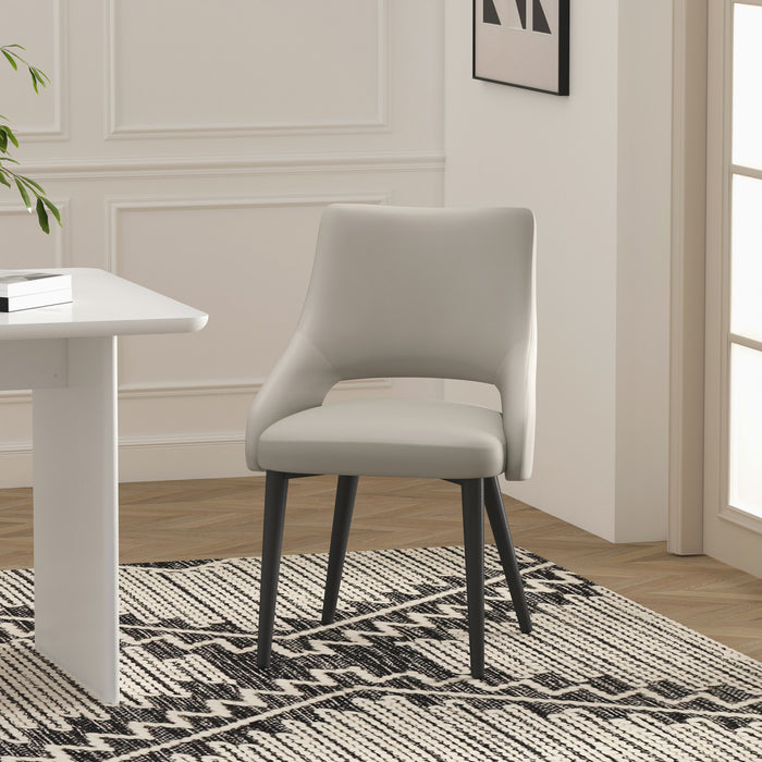 Tremont Modern Metal Vegan Leather Dining Chair in Stone Gray