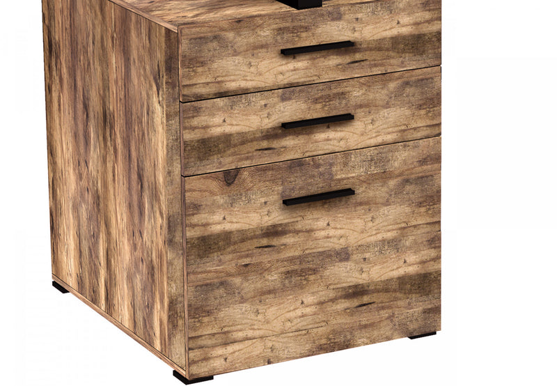 Computer Desk Study Desk For Home Office, Gaming Room 47.25l Brown Reclaimed Wood 3 Drawers Silver Metal Base