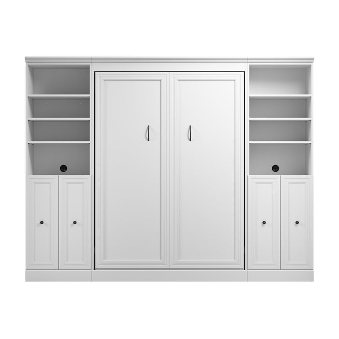 Bestar Versatile Full Murphy Bed and 2 Closet Organizers with Doors (109 W) - White