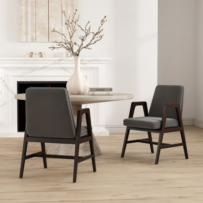 Stella Modern Velvet Wood Armchair in Graphite - Set of 2