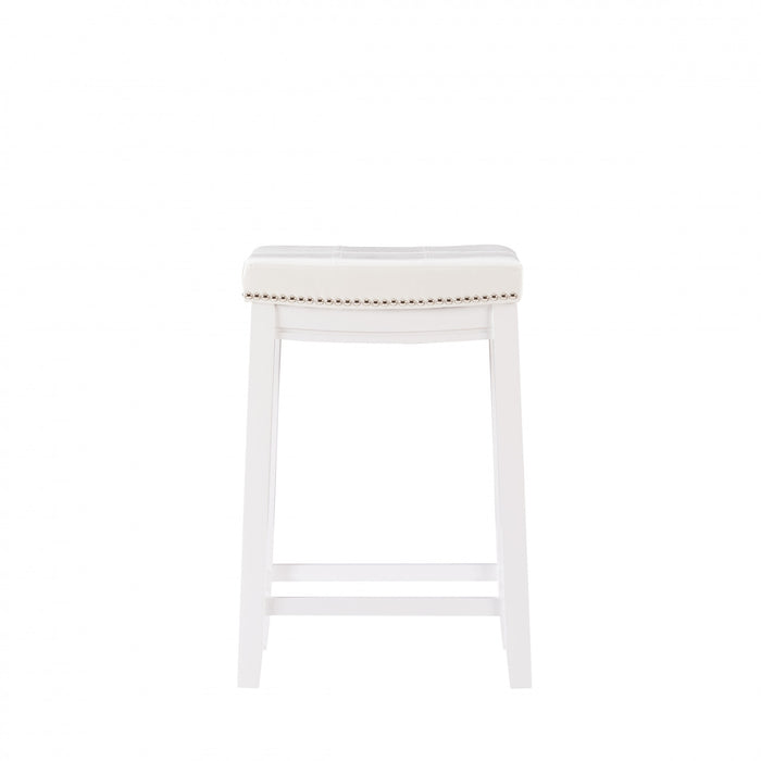Claridge Fabric Backless Counter-Height Stool - White