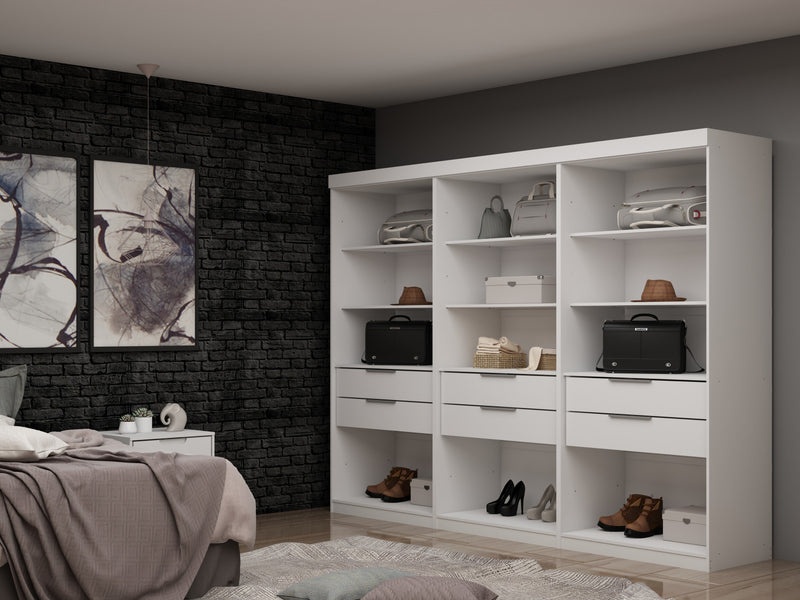 Mulberry Contemporary Modern 36\" Wardrobe Closet in White - Set of 3
