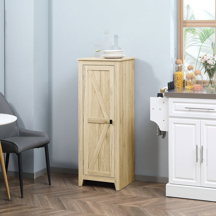 HOMCOM 48\" Kitchen Pantry, Storage Cabinet with Barn Door, Natural