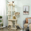 PawHut Cat Tree, 67" Large Cat Tower for Indoor Kittens Multi-Level with 7 Scratching Posts, Tunnel, 2 Plush Condos, Hammock, Perch, Ramp, Pompoms, Beige