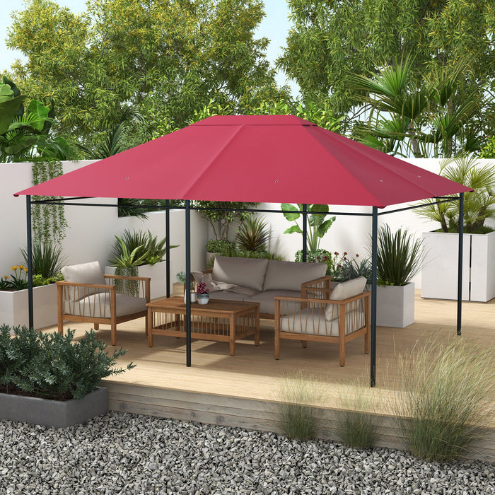 Outsunny 10' X 13' Gazebo Canopy Replacement, Outdoor Gazebo Cover Top Roof Replacement With Vents And Drain Holes, (top Cover Only), Wine Red