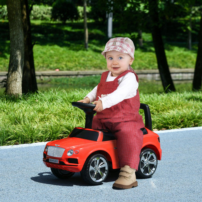 Qaba Bentley Bentayga Licensed Baby Car, Ride On Push Car Foot To Floor Slider With Horn Music, Under-seat Storage, For 18-36 Months, Red