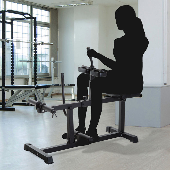 Soozier Adjustable Seated Calf Raise Machine Steel Leg Press Machine Black