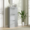 HOMCOM Narrow Shoe Cabinet with Flip Drawers Adjustable Shelf, Grey
