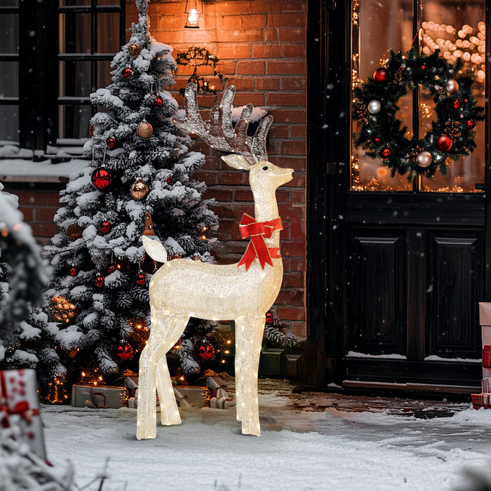 Outsunny 4.4FT Lighted Christmas Deer, Lighted Buck with Rotating Head