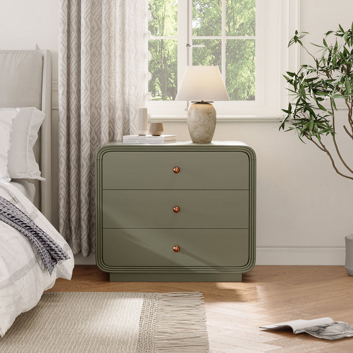 Sophia Modern Nightstand with Storage and Drawer,Olive Green