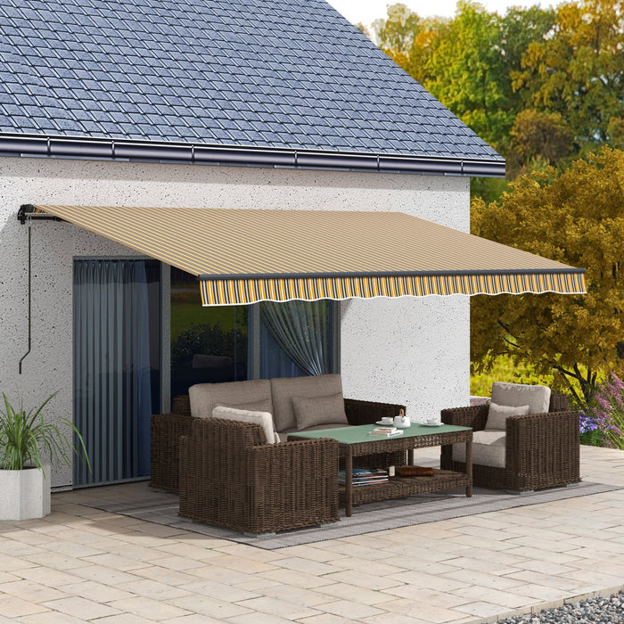 Outsunny 15' X 10' Patio Retractable Awning Sunshade Shelter, Amber