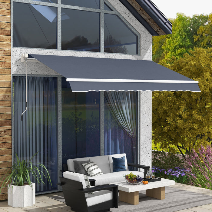 Outsunny 12' X 8' Retractable Awning Patio Awnings Sun Shade Shelter Grey