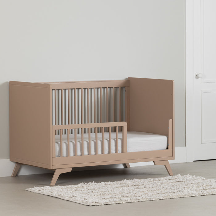 Milos Baby Crib With Adjustable Height And Toddler Rail - Pink Blush 