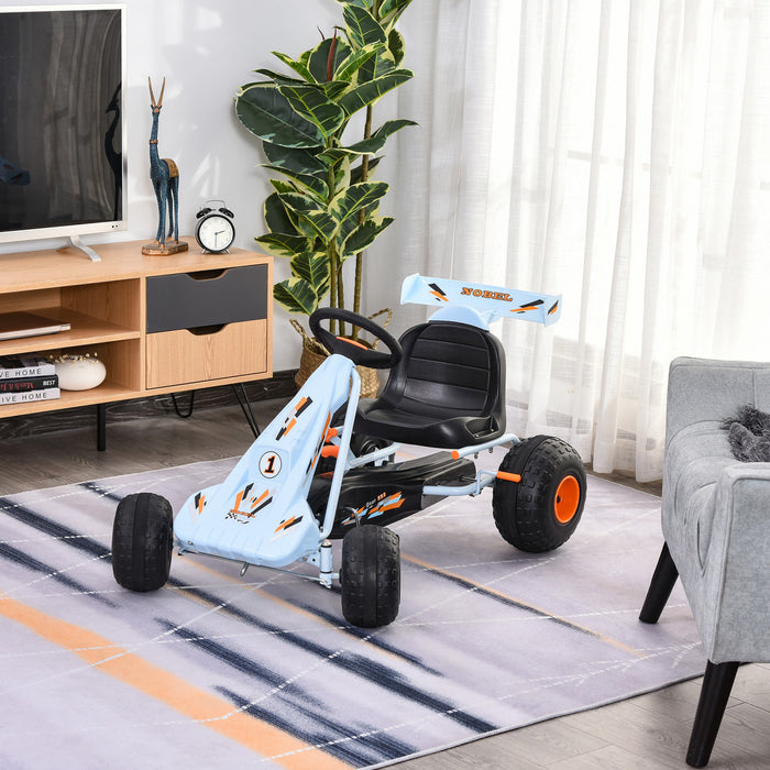 Aosom Pedal Go Kart Children Ride On Car Cute Style With Adjustable Seat, Plastic Wheels, Handbrake And Shift Lever For 3-6 Years Old Boys And Girls