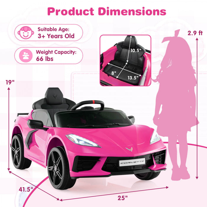 Costway 12v Electric Kids Ride On Car With Remote Control Wireless Connection Lights Pink