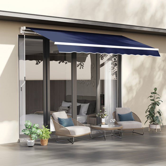 Outsunny 10' X 8' Manual Retractable Awning Shelter W/ Crank, Blue