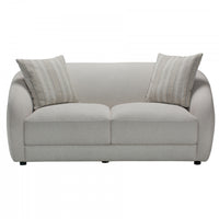 Isla 70 in. Boucle Loveseat with Rounded Barrel Arms and Accent Pillows - Cream 