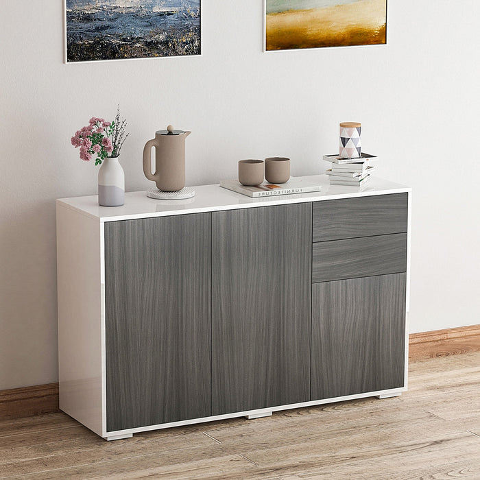 HOMCOM Kitchen Sideboard with Push-Open Drawers and Storage Cabinets, Grey